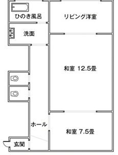 ［半露天ひのき風呂付き　特別室］　洗心の間　間取り
